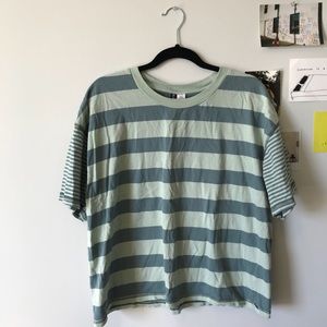 BDG Striped green boxy tee